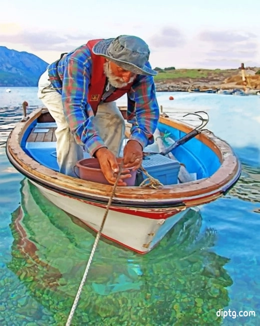 Fisherman On A Boat Painting By Numbers Kits.jpg