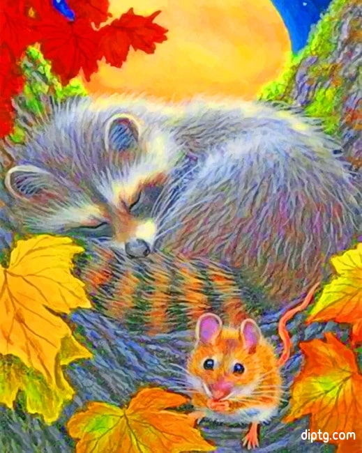 The Sleeping Raccoon Painting By Numbers Kits.jpg