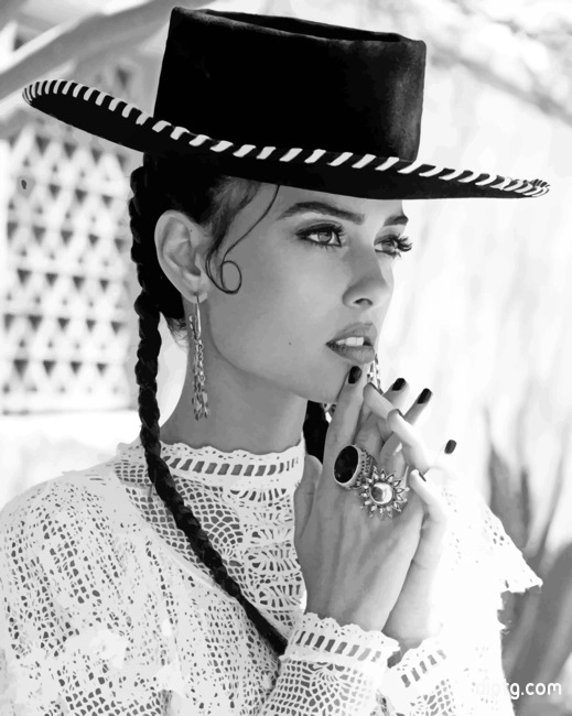 Black And White Mexican Girl Painting By Numbers Kits.jpg