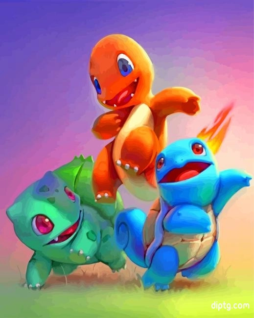 Charmander Squirtle Bulbasaur Painting By Numbers Kits.jpg