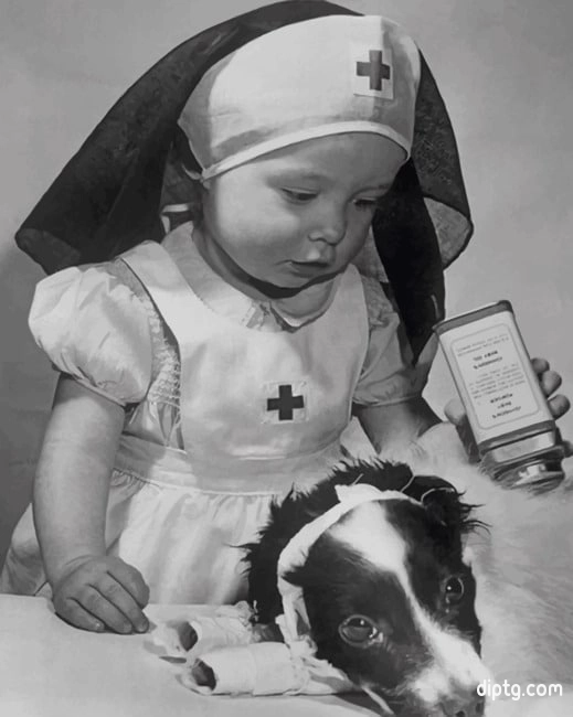 Baby Nurse With Her Dog Painting By Numbers Kits.jpg