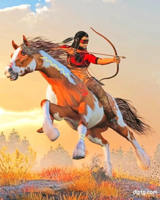 Native Man On Horse Painting By Numbers Kits.jpg