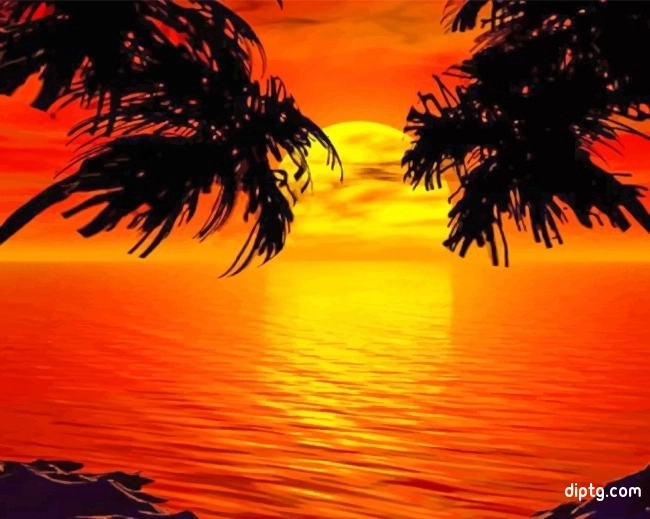 Paradise Sunset Tropical Island Painting By Numbers Kits.jpg