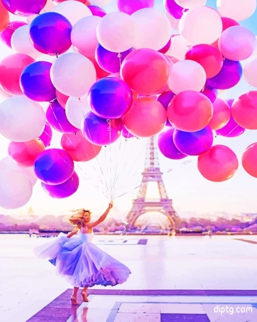 Girl With Balloons In Paris Painting By Numbers Kits.jpg