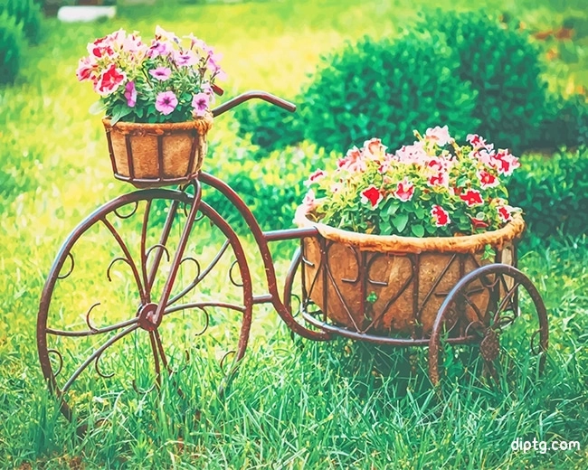 Vintage Bike Equipped Basket Flowers Painting By Numbers Kits.jpg