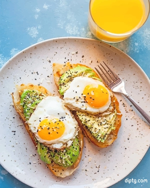 Eggs And Avocado Toast Breakfast Painting By Numbers Kits.jpg