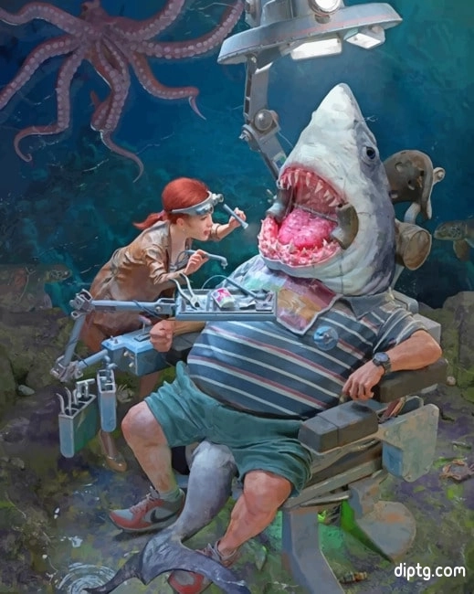 Shark At The Dentist Painting By Numbers Kits.jpg
