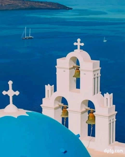 Oia Santorini Greece Church Painting By Numbers Kits.jpg