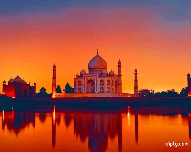 Taj Mahal India Sunset Painting By Numbers Kits.jpg