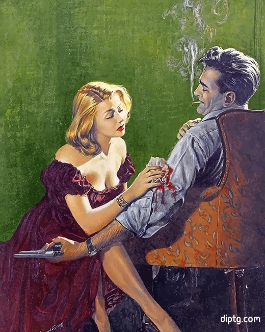 Woman Bandaging A Guys Wound Painting By Numbers Kits.jpg