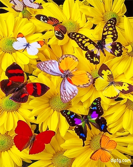 Butterflies Yellow Flowers Painting By Numbers Kits.jpg