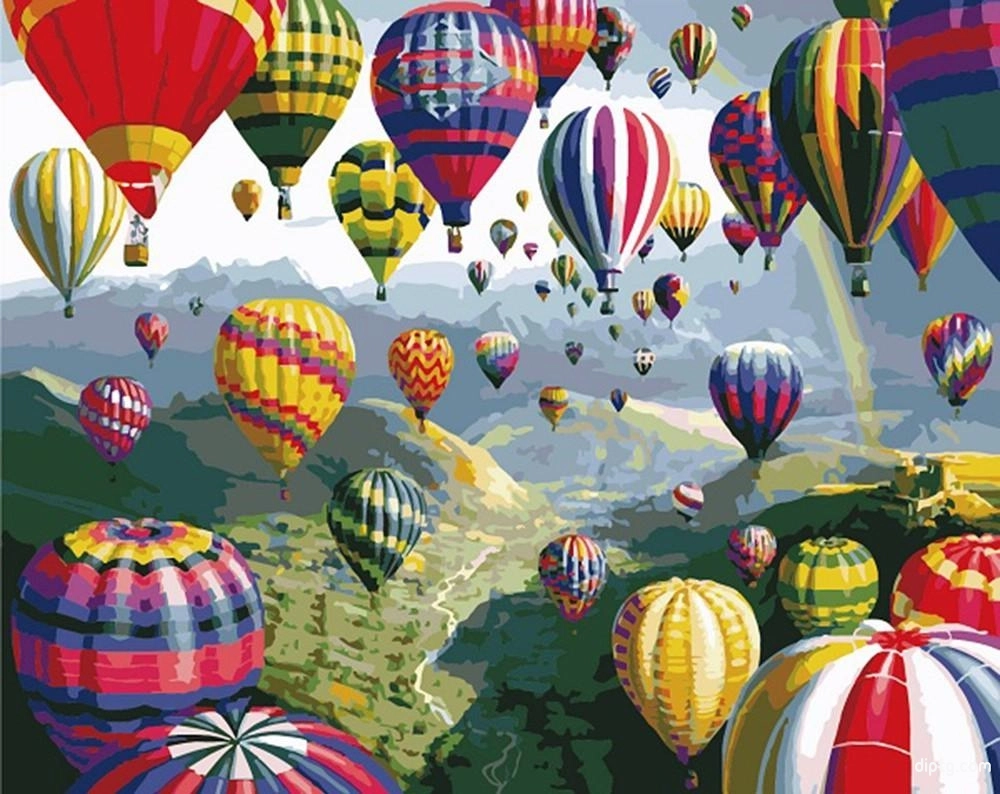 Air Balloon Above Mountains Painting By Numbers Kits.jpg