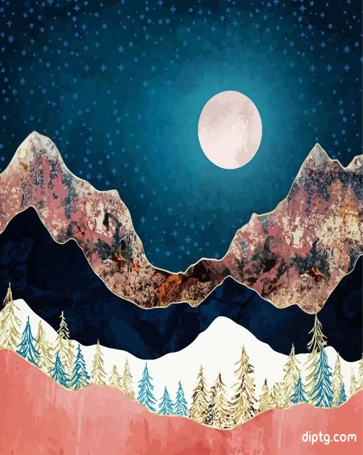 Metallic Mountains Moonlight Painting By Numbers Kits.jpg