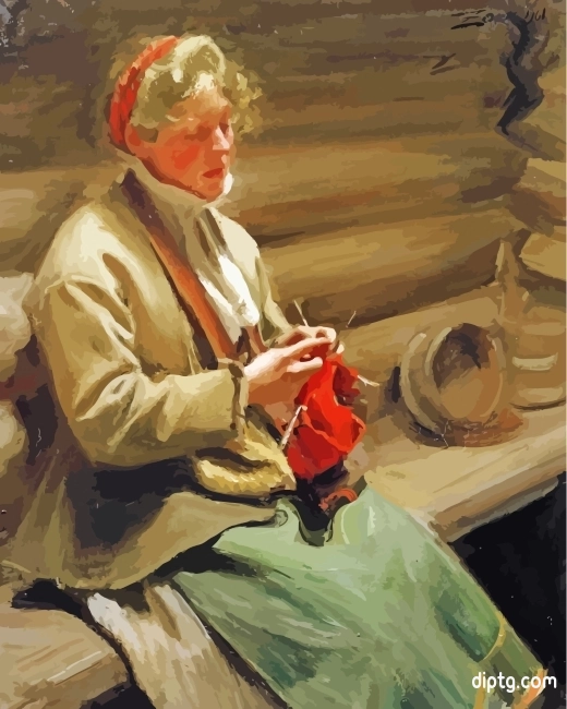 Old Woman Knitting Painting By Numbers Kits.jpg
