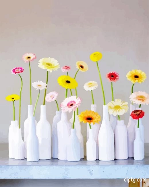 Gerberas In White Vases Painting By Numbers Kits.jpg
