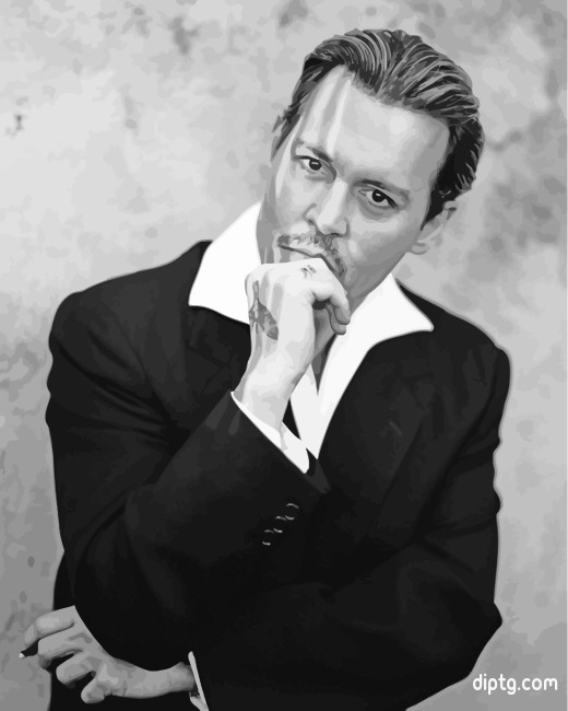 Johnny Depp Black And White Painting By Numbers Kits.jpg