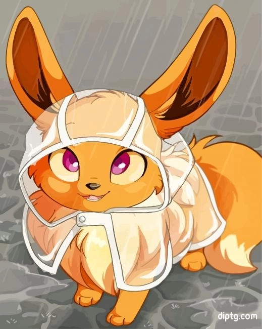 Cute Anime Eevee Pokemon Painting By Numbers Kits.jpg