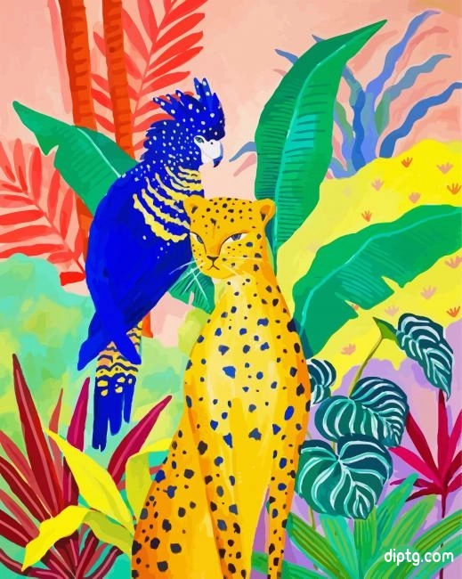 Blue Parrot And Tiger Painting By Numbers Kits.jpg