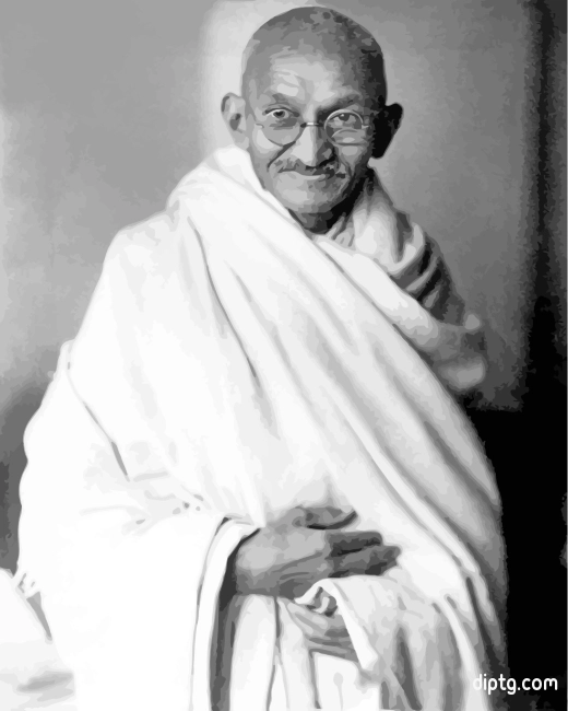 Black And White Gandhi Painting By Numbers Kits.jpg
