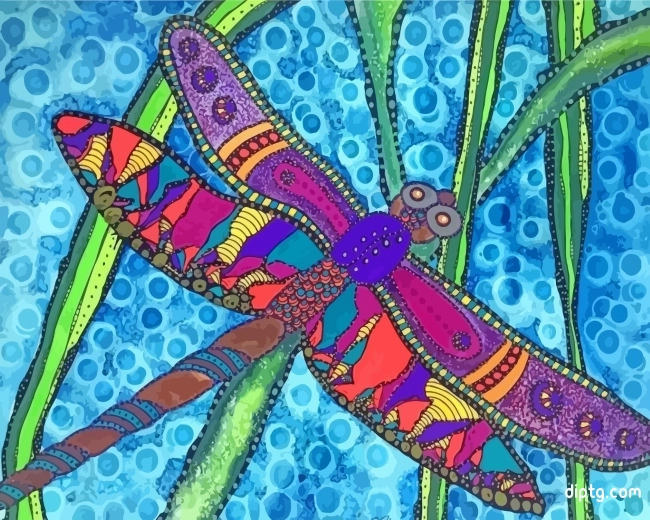 Dragonfly Folk Art Painting By Numbers Kits.jpg