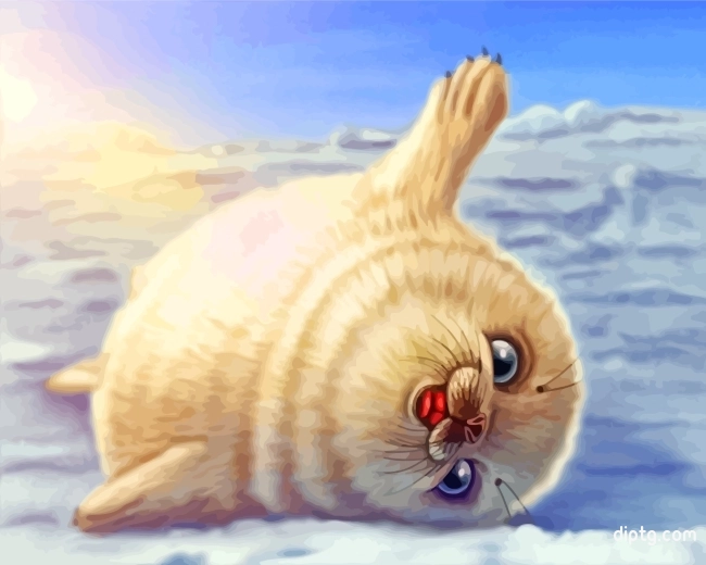 White Seal In Snow Painting By Numbers Kits.jpg