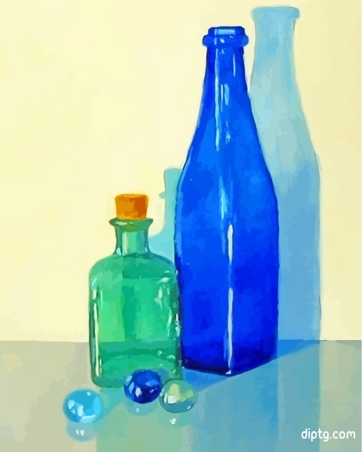 Blue Green Glass Bottles Painting By Numbers Kits.jpg