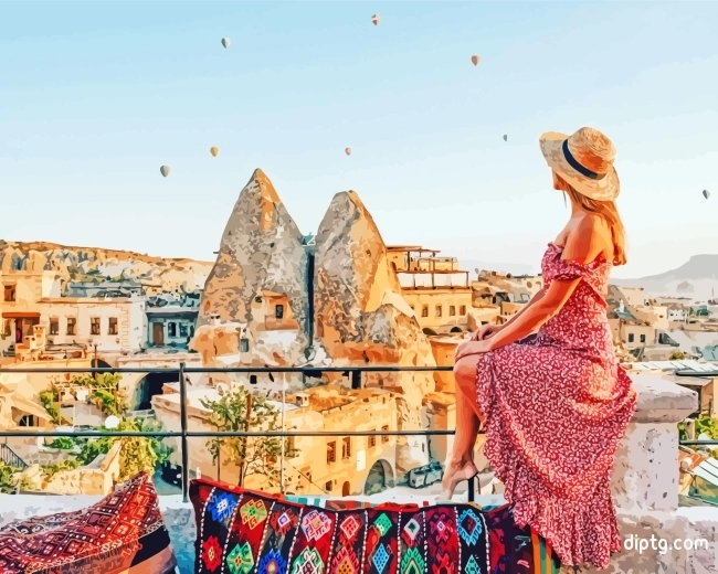 Girl In Cappadocia Painting By Numbers Kits.jpg