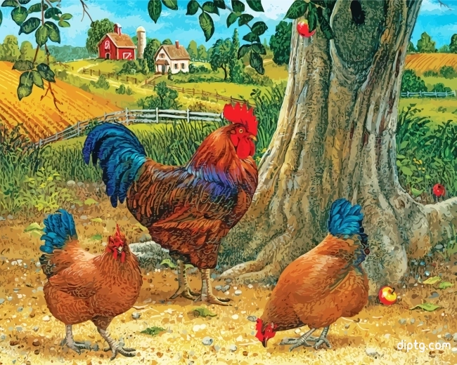 Roosters And Hens Painting By Numbers Kits.jpg