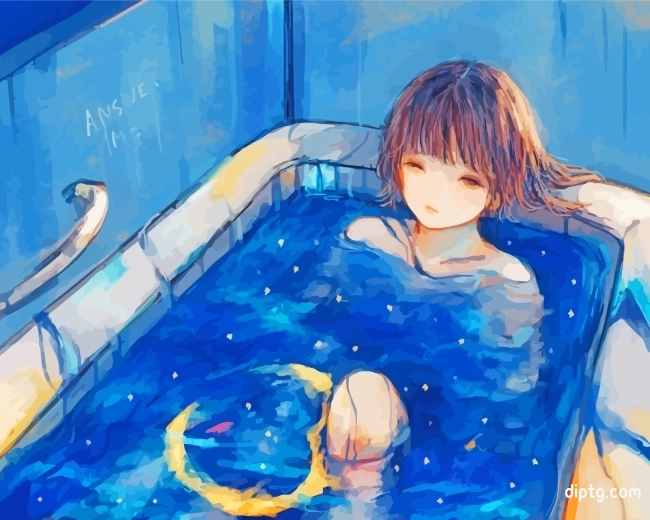 Anime Girl In Bathroom Painting By Numbers Kits.jpg