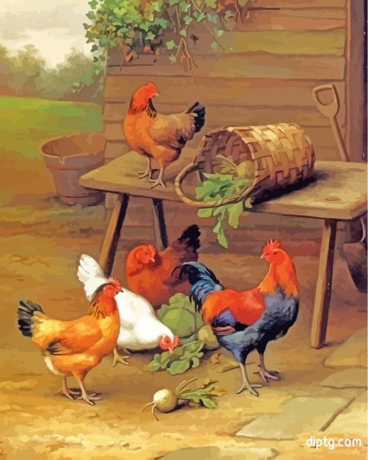 Rooster And Hen Birds Painting By Numbers Kits.jpg