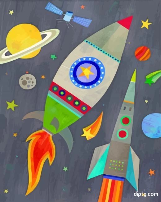 Rockets In Space And Planets Painting By Numbers Kits.jpg