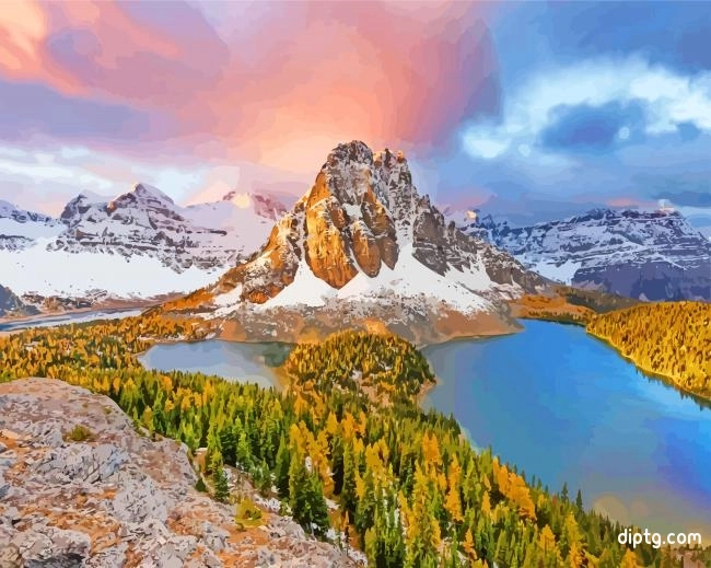 Snowy Mount Assiniboine Canada Painting By Numbers Kits.jpg