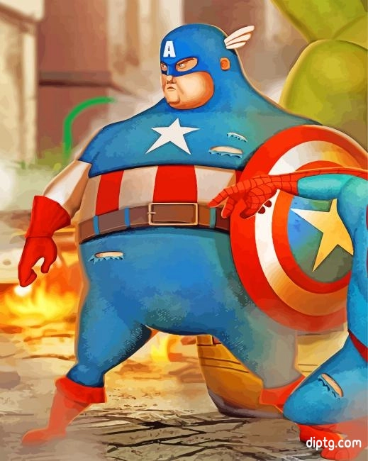 Fat Captain America Hero Painting By Numbers Kits.jpg