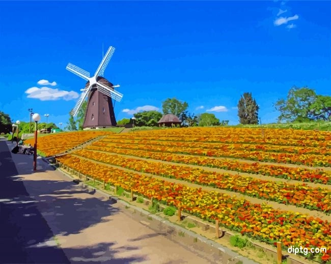 Tsurumi Ryokuchi Park Windmill Art Painting By Numbers Kits.jpg