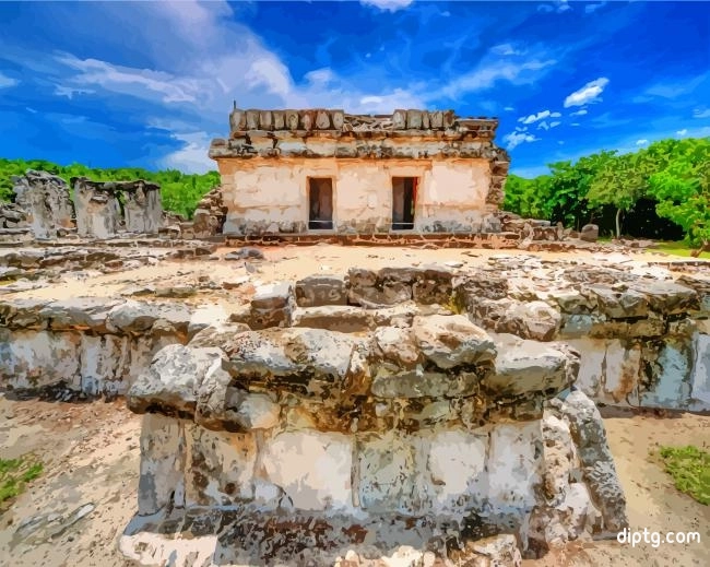 The Archaeological Zone El Rey In Cancun Mexico Painting By Numbers Kits.jpg