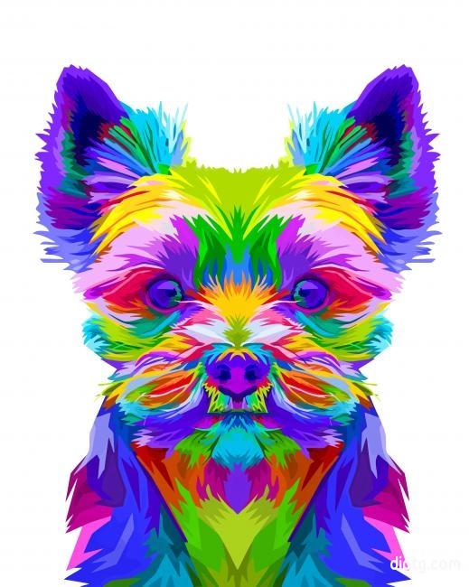 Colorful Morkie Dog Painting By Numbers Kits.jpg