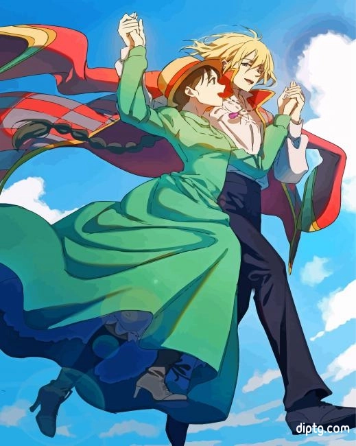 Howl And Sophie Howl's Moving Castle Painting By Numbers Kits.jpg