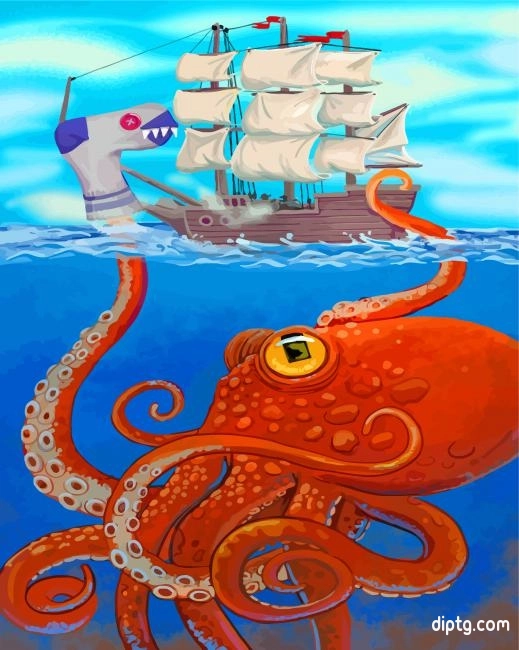 Kraken And Pirate Ship Painting By Numbers Kits.jpg