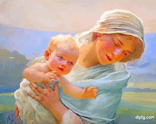 Mother With A Child By Frantisek Dvorak Painting By Numbers Kits.jpg