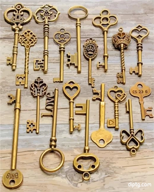 Antique Vintage Keys Painting By Numbers Kits.jpg