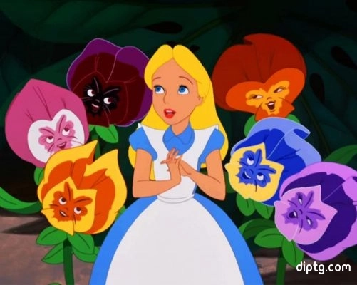 Alice In Wonderland And Pansies Painting By Numbers Kits.jpg