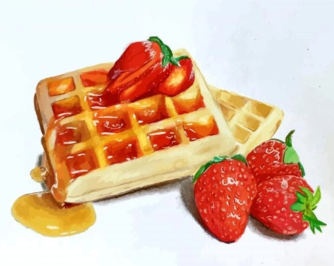 Waffles And Strawberries Painting By Numbers Kits.jpg