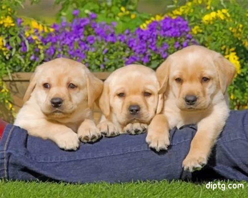 Yellow Labrador Puppies Painting By Numbers Kits.jpg