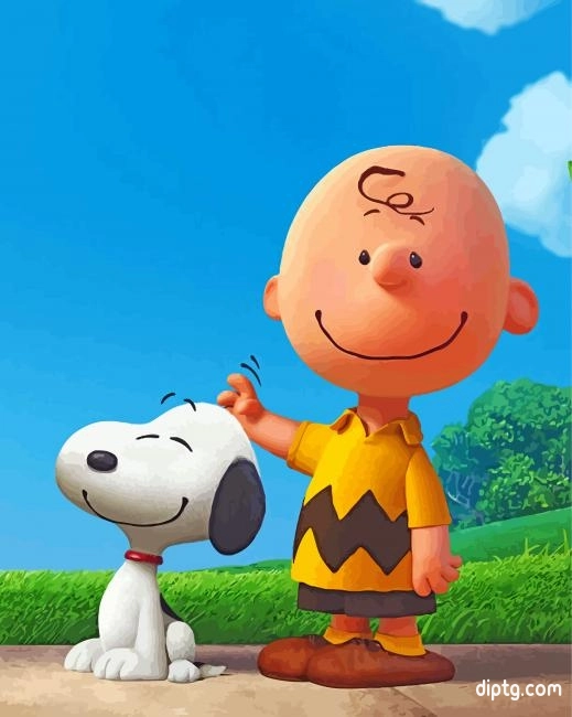 Snoopy And Charlie Brown Cartoon Painting By Numbers Kits.jpg