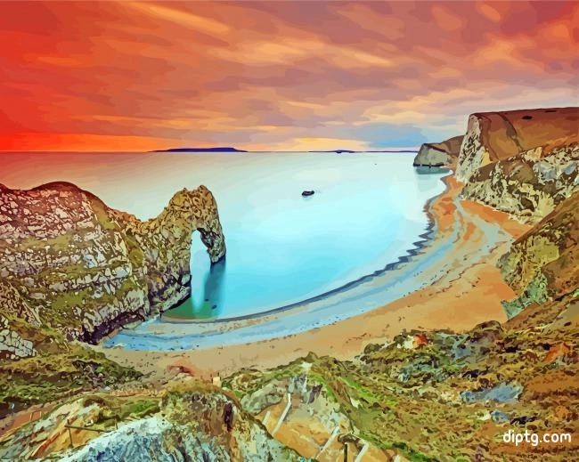 Sunset At Durdle Door Painting By Numbers Kits.jpg