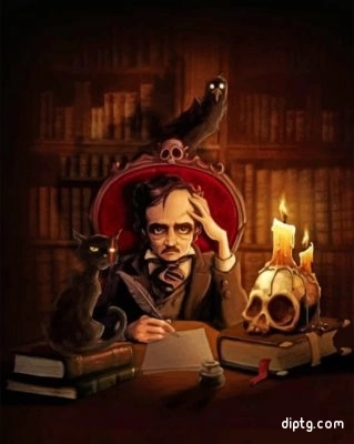 Edgar Allan Poe And His Black Cat Painting By Numbers Kits.jpg