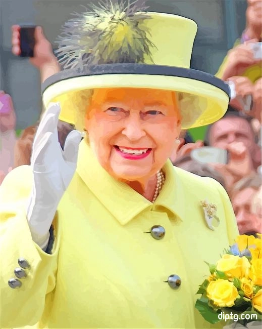 Queen Elisabeth Wearing Yellow Painting By Numbers Kits.jpg