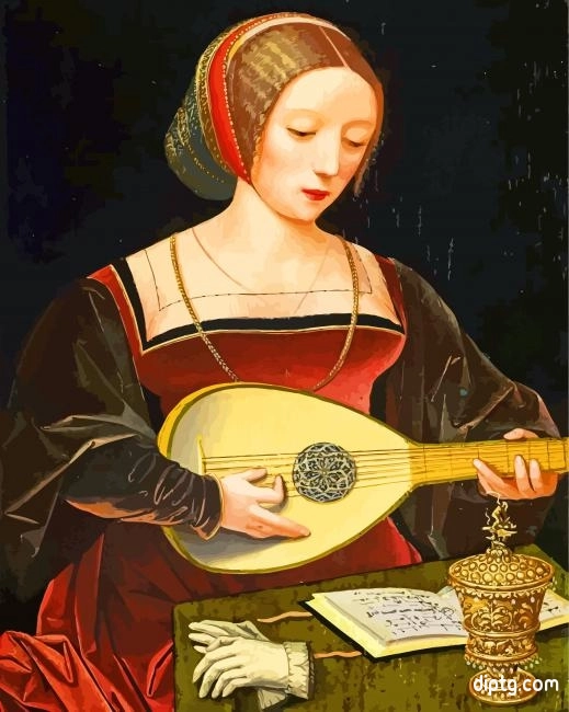 Young Woman Playing Oud Painting By Numbers Kits.jpg