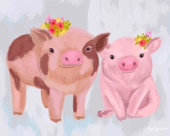 Cute Pigs Babies Painting By Numbers Kits.jpg