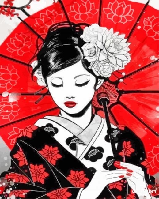 Beautiful Japanese Geisha Painting By Numbers Kits.jpg